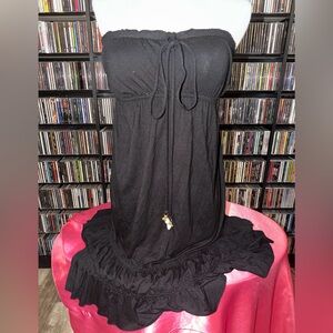 Juicy Couture Black Tube Y2K Preppy beach pool cover up Size S With Charms
